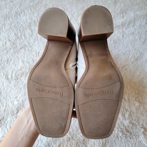 Franco Sarto Stormy Bootie Heeled Ankle Boot Cream Ivory Zip Up Size 9 - Picture 10 of 13